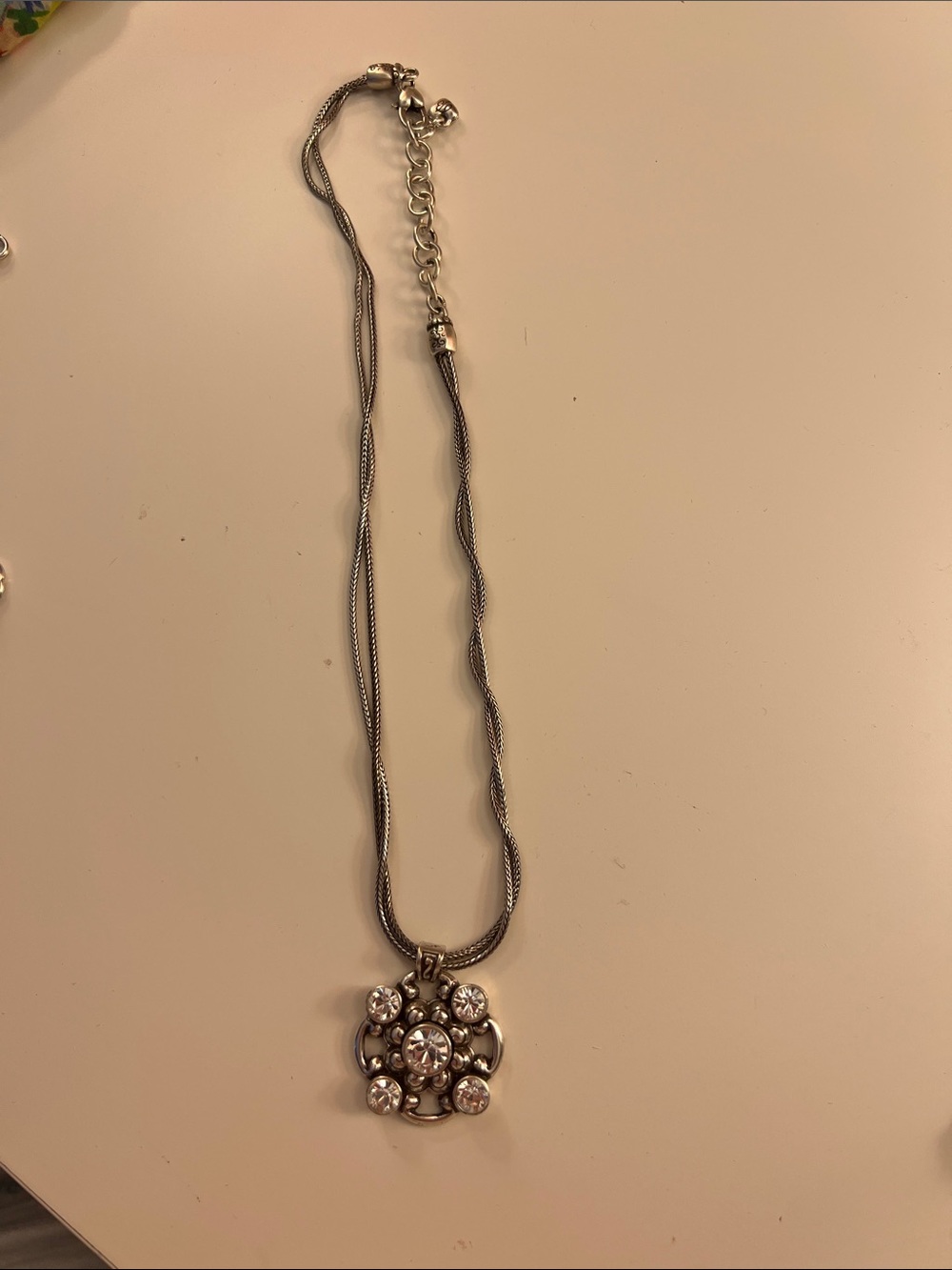 Silver Crystal Flower Pendant Necklace - Women Jewelry